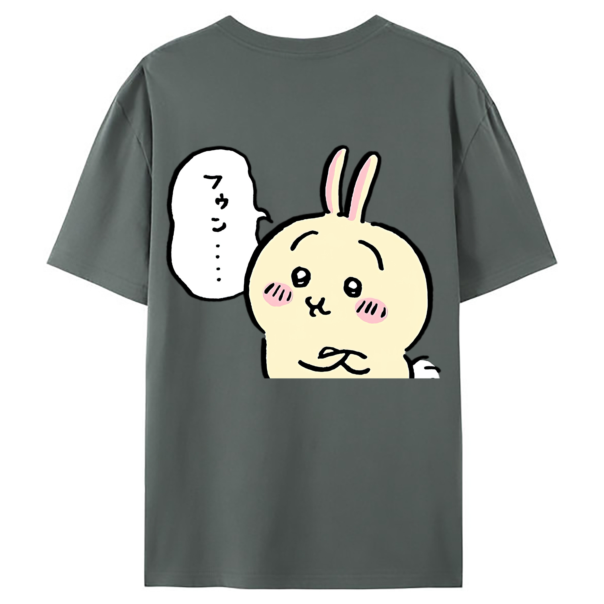 （画像用） ちいかわ うさぎ Chii-kawa usagi 綿100％ メンズ半袖Tシャツ（バックプリント） 通気性